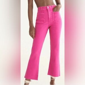 NWOT Zara The Sailor Cropped Pink Flare Jeans Size: 4